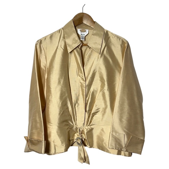 Talbots Womens Pure Silk Blouse Plus Size 16 Rhinestone Charm Dinner Evening - Picture 5 of 5